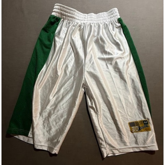 30 Below Elite Basketball Shorts Men M White Green Athletic Gym Activewear 26x14 - Picture 1 of 7
